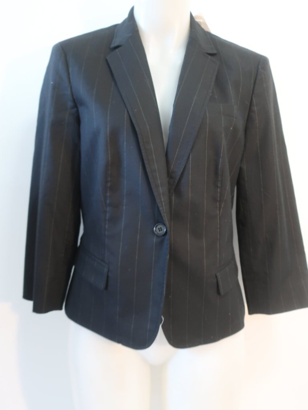 NWT Women Calvin Klein Black (Item- 85) One-Button Pinstripe Blazer Jacket 10